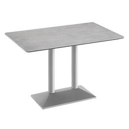 Emma + Oliver - PureShield Indoor Outdoor Tabletop with Seam-Free Surface Innovation and Cast Iron Bistro Table Base - Gray Faux Concrete/Silver Base