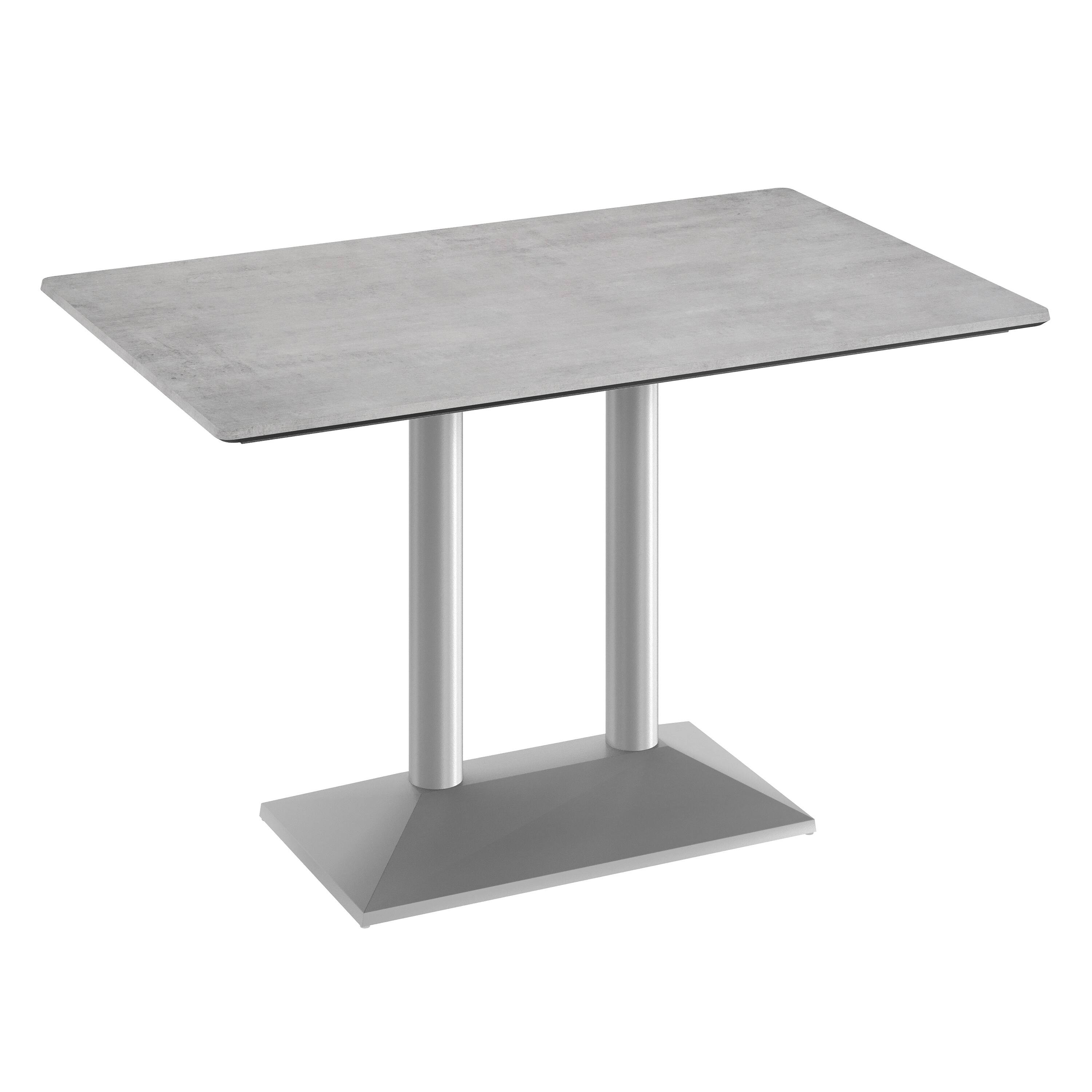 Front. Emma + Oliver - PureShield Indoor Outdoor Tabletop with Seam-Free Surface Innovation and Cast Iron Bistro Table Base - Gray Faux Concrete/Silver Base.
