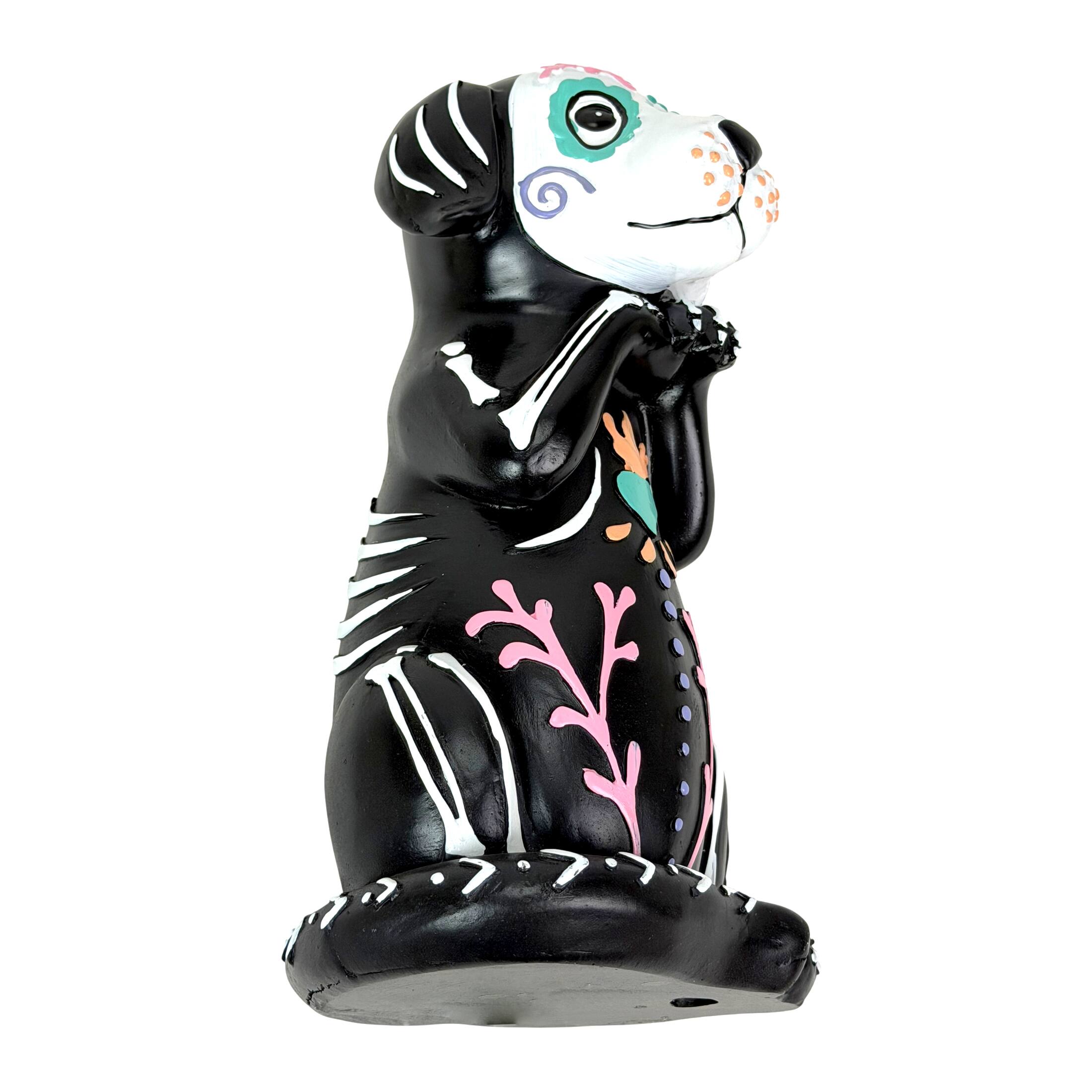 Alt View 2. Things2Die4 - Day of the Dead Skeleton Dog Figurine Glossy Resin 8.75 Inch Halloween Decor - Multicolor.