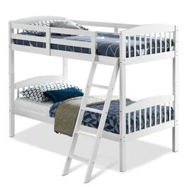 Hivvago - Twin over Twin Wooden Bunk Bed with Ladder - White