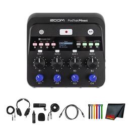 Zoom - PodTrak P4next Podcast Recorder, Battery Powered, 4 Microphone Inputs, 4 Headphone Outputs, AI Noise Reduction, Ton
