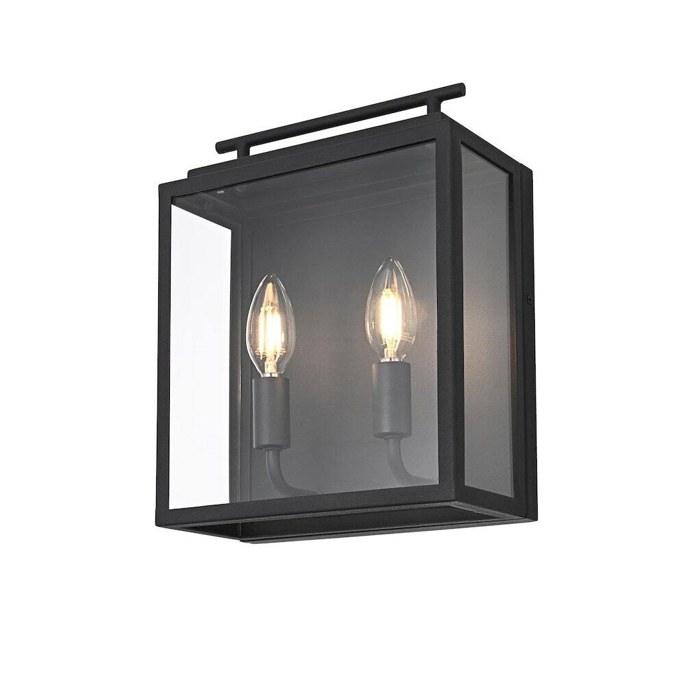 Left. Elegant Lighting - Valentin 9 Inch Outdoor Wall Sconce In Black - Black.