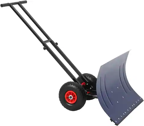 Front. Babevy - 29" Dual-Rod Snow Shovel with Wheels, Adjustable Handle & 5-Position Angled Blade for Effortless Driveway Clearing - Dark Blue.