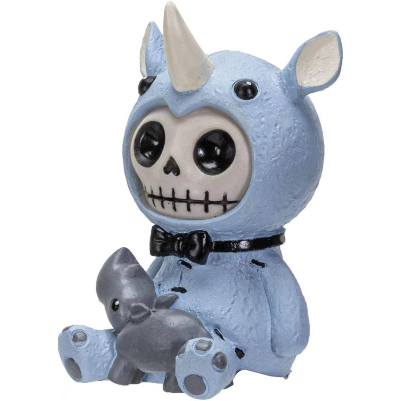 Angle. Pacific Trading - Furrybones Buster Skeleton in Rhinoceros Costume Figurine 3 inch - Blue.