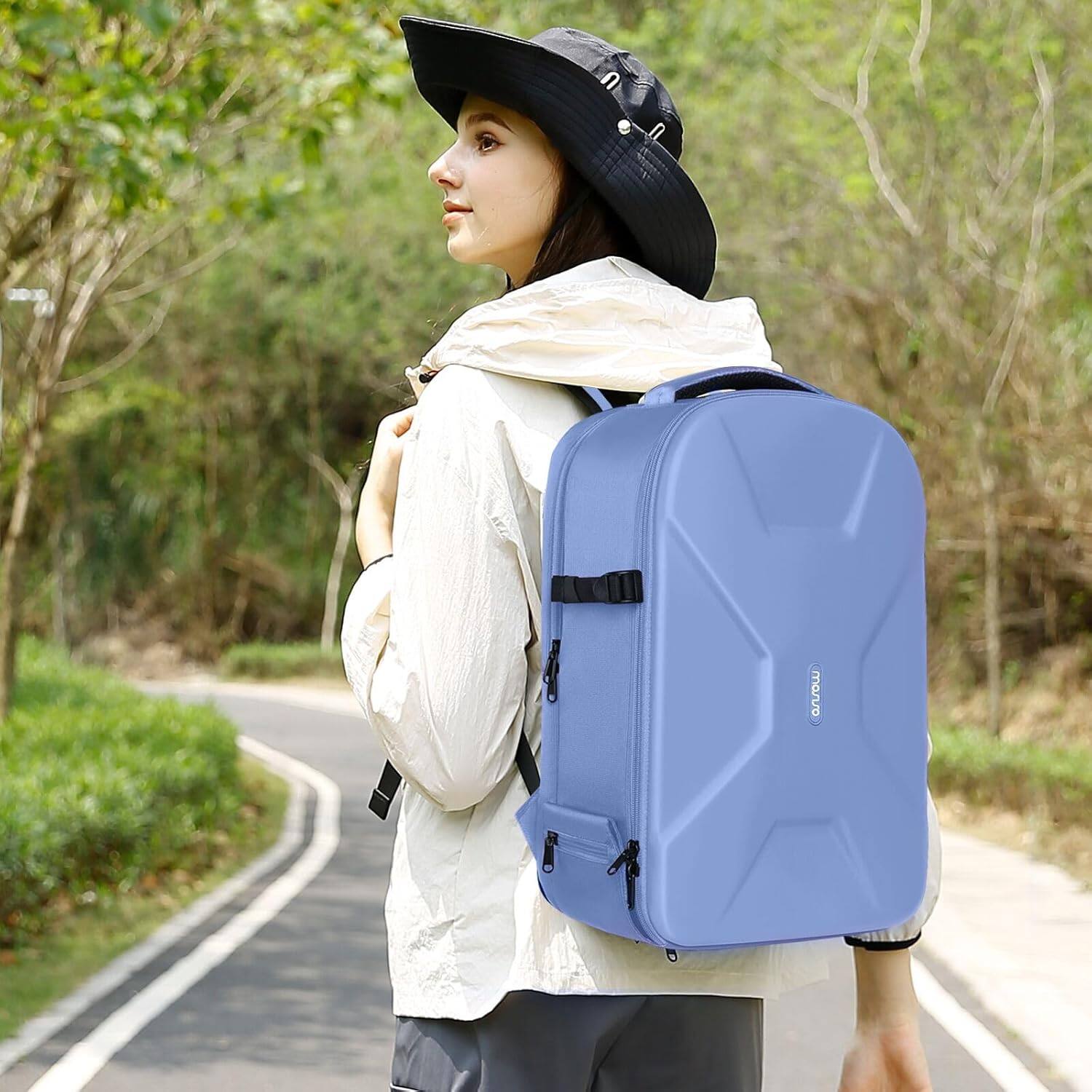Alt View 2. mosiso - Camera Backpack 15-16 inch Waterproof Hardshell Camera Bag with Tripod Holder&Laptop Compartment - Slate Blue.