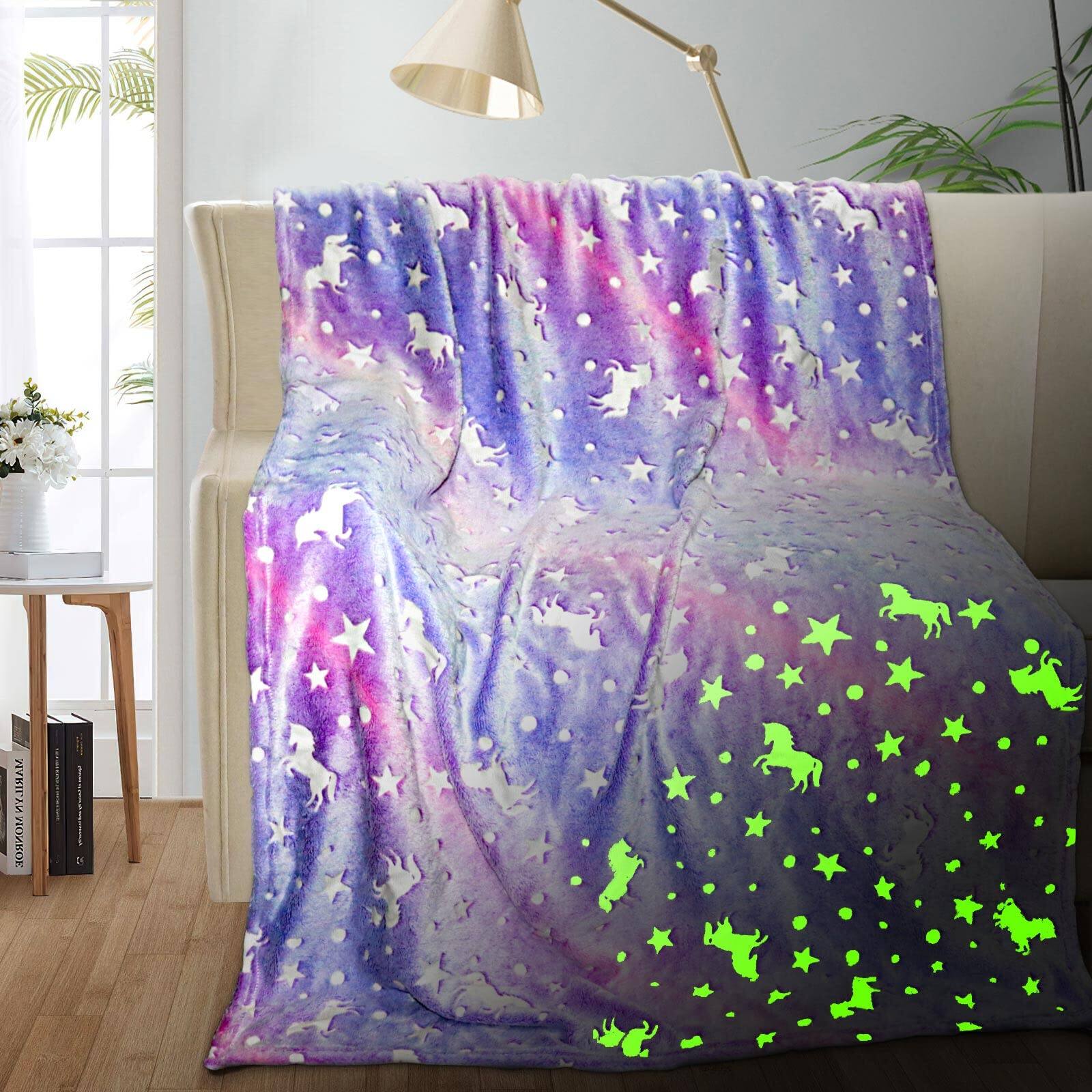 Alt View 1. NICHOLAS KLEIN - Unicorn Glow In The Dark Blanket For Girls/kids Unicorns Gifts 3 12 Soft Fleece Throw Birthday Gift 40"x60" - Unicorn21 40"x60".