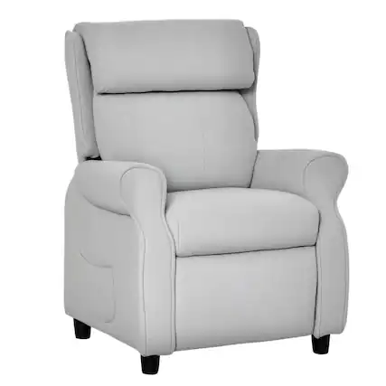 Front. Qaba - Kids Recliner Chair Children Sofa Angle Adjustable Single Lounger Armchair Gaming Chair with Footrest 2 Side Pockets - Light Grey.
