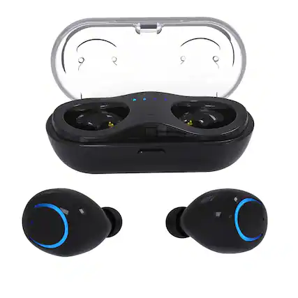 Front. BEARSOLIM - Wireless Bluetooth Headphones Stereo Earbuds,in black - black.