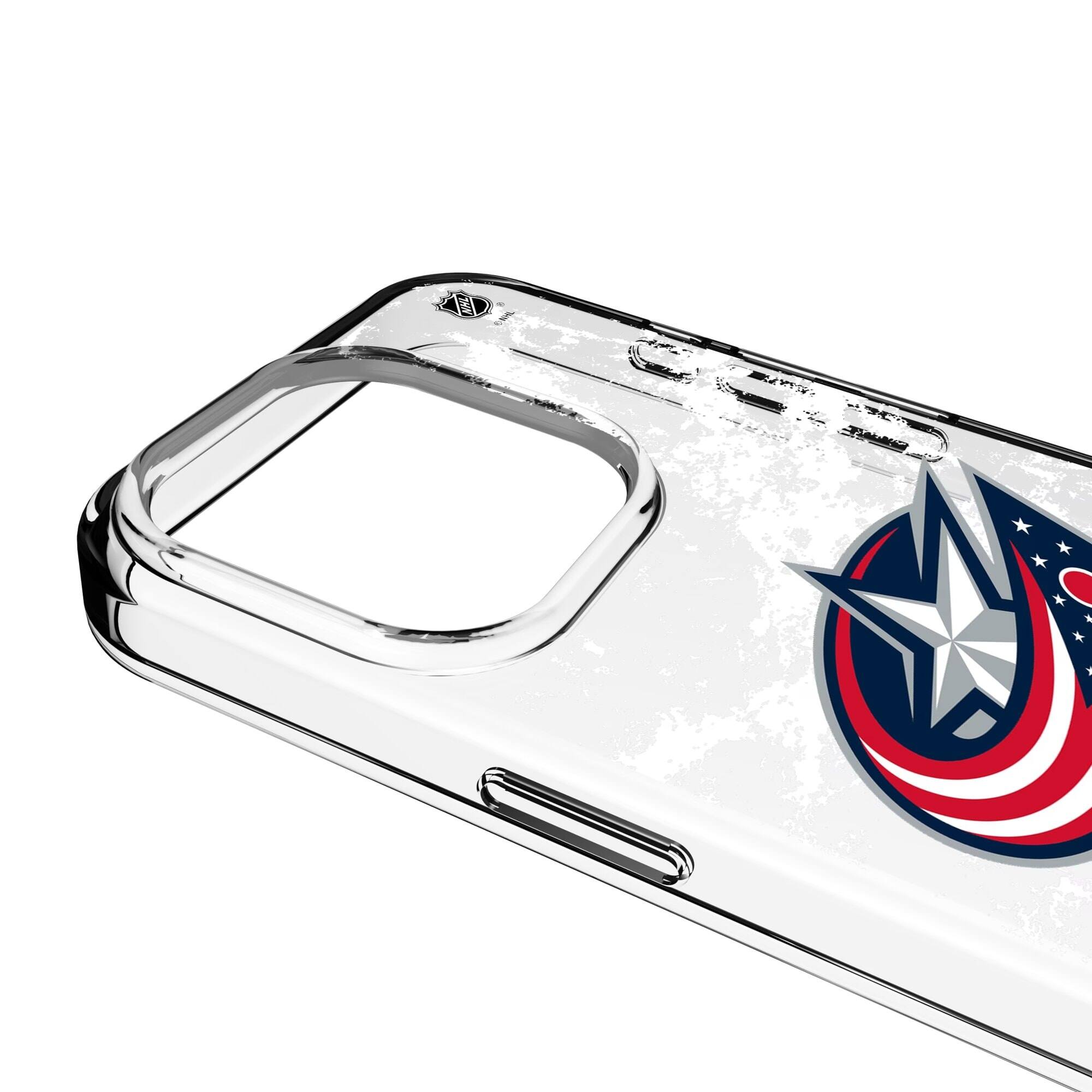Alt View 2. Keyscaper - Columbus Blue Jackets iPhone Stripe Clear Ice Case - 14 - Multicolor.