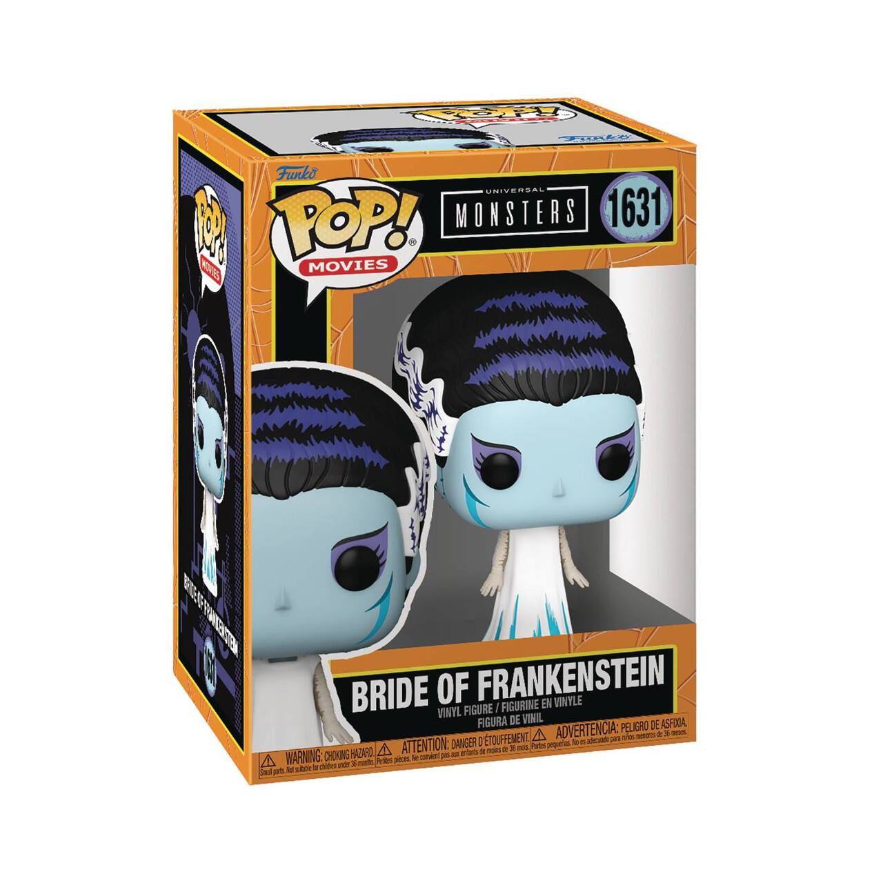 Funko  
POP!  
MOVIES  

UNIVERSAL  
MONSTERS  
1631  

BRIDE OF FRANKENSTEIN  
VINYL FIGURE / FIGURINE EN VINYLE / FIGURA DE VINIL  

ADVERTENCIA: PELIGRO DE ASFIXIA  
ATTENTION: DANGER DE TOUFFEMENT  
WARNING: CHOKING HAZARD