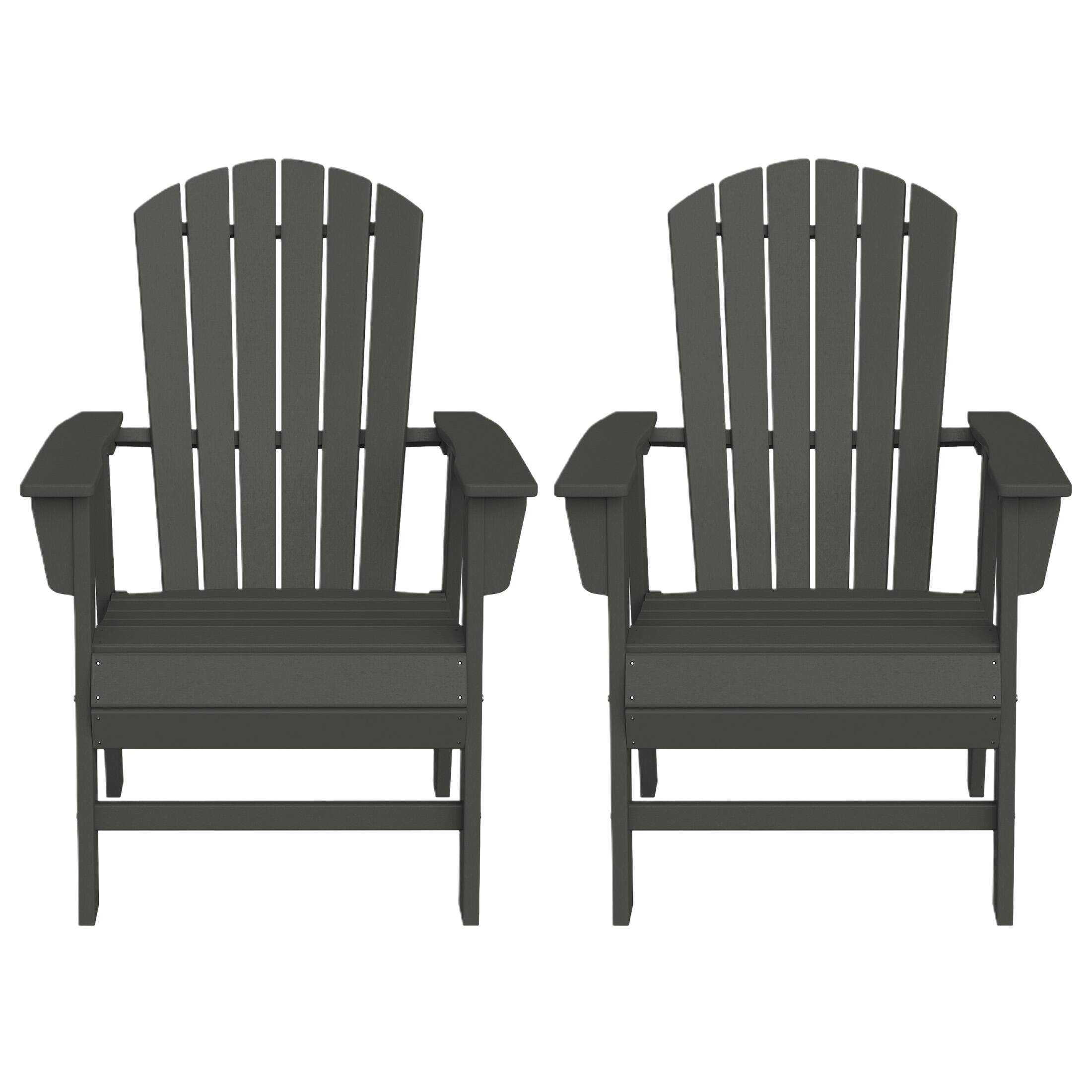 Front. WestinTrends - WestinTrends Dylan  HDPE Seashell Upright Adirondack Chair (Set of 2) - Gray.