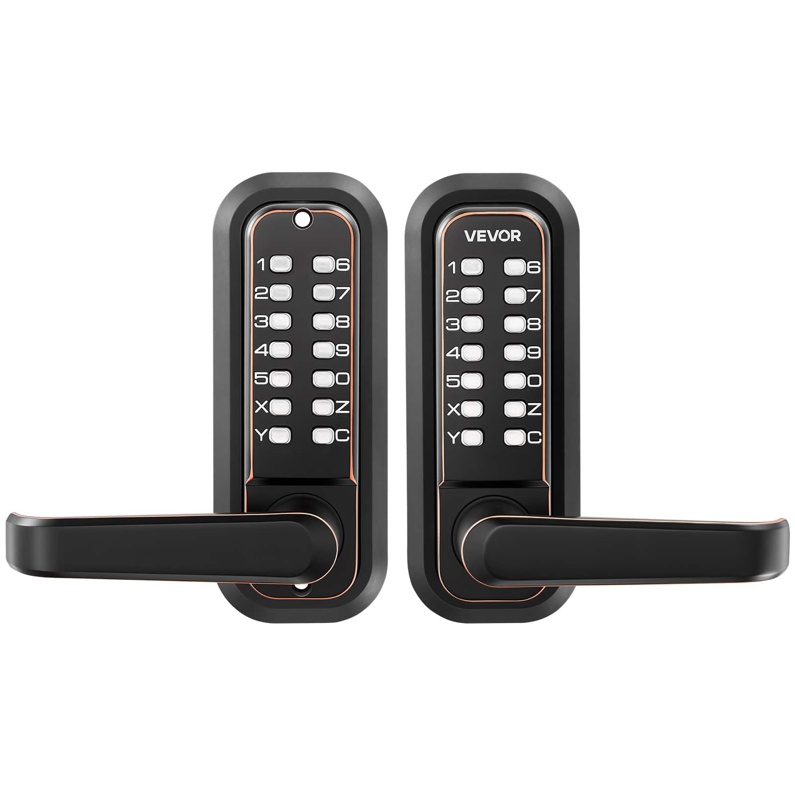 VEVOR - Mechanical Keyless Entry Door Lock, 2.0 Code Upgrade, 4-7 Digits Code, Double-Sided Push Button Combination Keypad - Oil-Rubbed Bronze