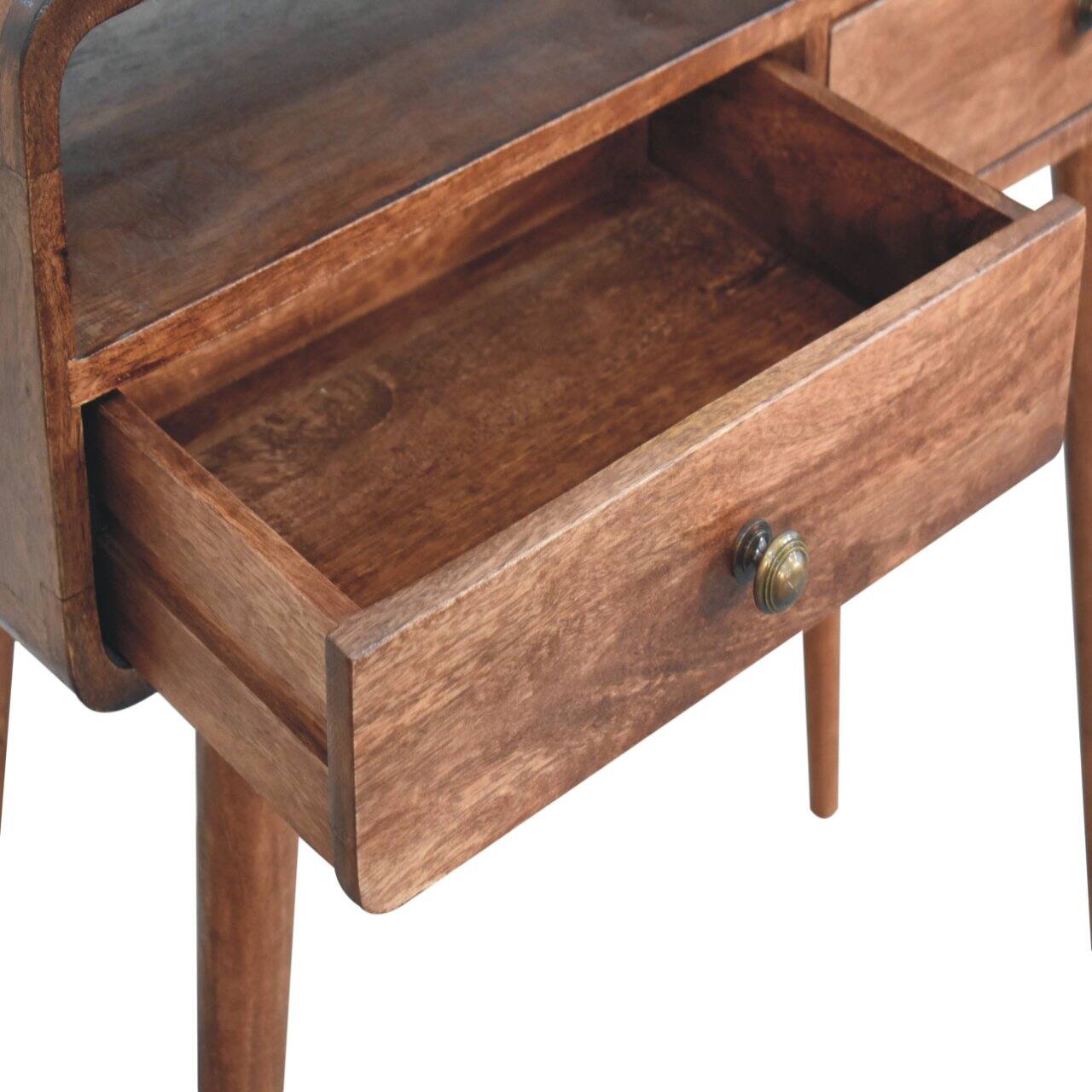 Alt View 2. Artisan Furniture - Artisan Furniture Solid Wood Curved Honey Caramel Console Table, 2 Drawer - Brown.