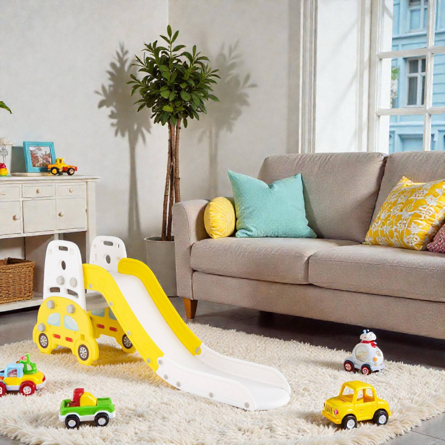 BreeBe - Multi-Function 5-in-1 Toddler Slide and Art Station with Seating and Storage - Yellow price history on PriceWatchPro