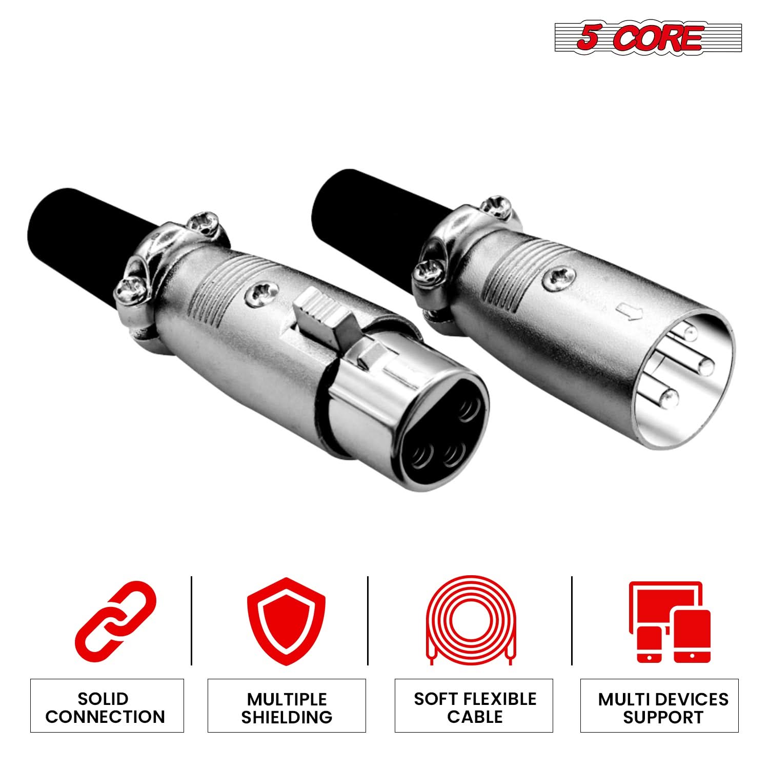 5 CORE SOLID CONNECTION MULTIPLE SHIELDING SOFT FLEXIBLE CABLE MULTI DEVICES SUPPORT