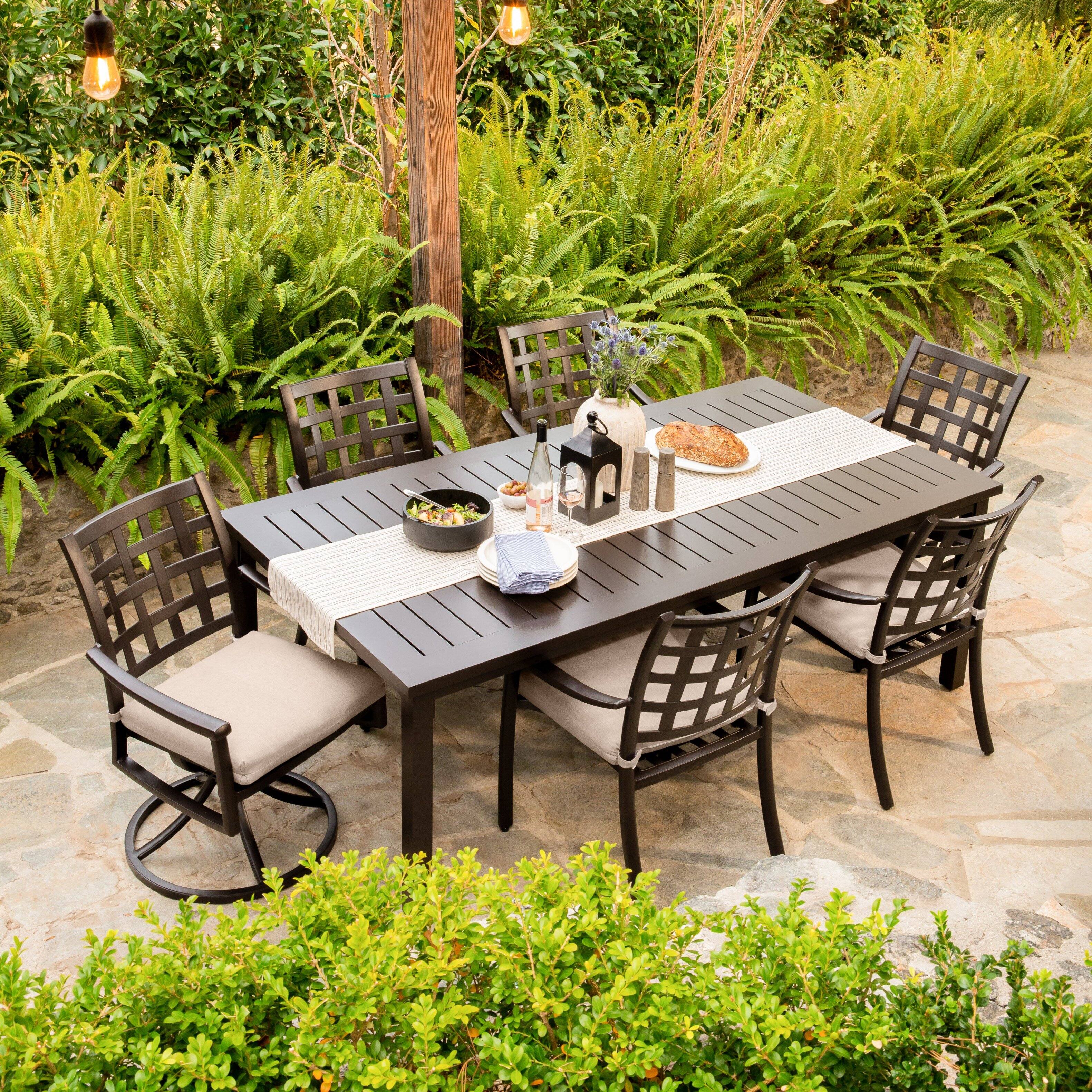 Alt View 3. Yardbird® - Lily 9 Piece Rectangular Outdoor Dining Set - Shale.