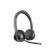 Front. HP - HP Poly Voyager 4320 UC Wireless Stereo Headset w/USB-A Adapter,Teams Cert. - Black.