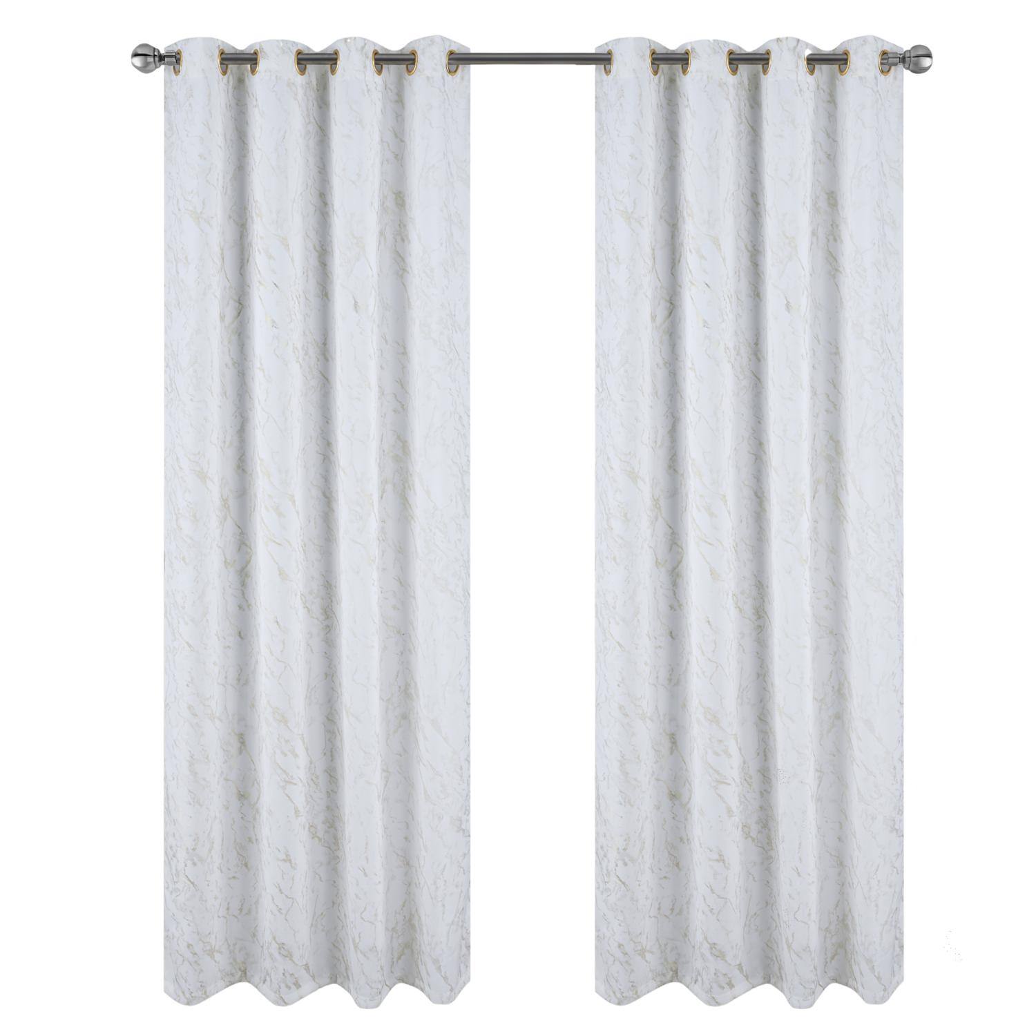 Front. RT Designers Collection - RT Designer Collection Heidi Halo Foil Blackout Luxurious Decorative Grommet Curtain Panel 54" x 90" White - White.