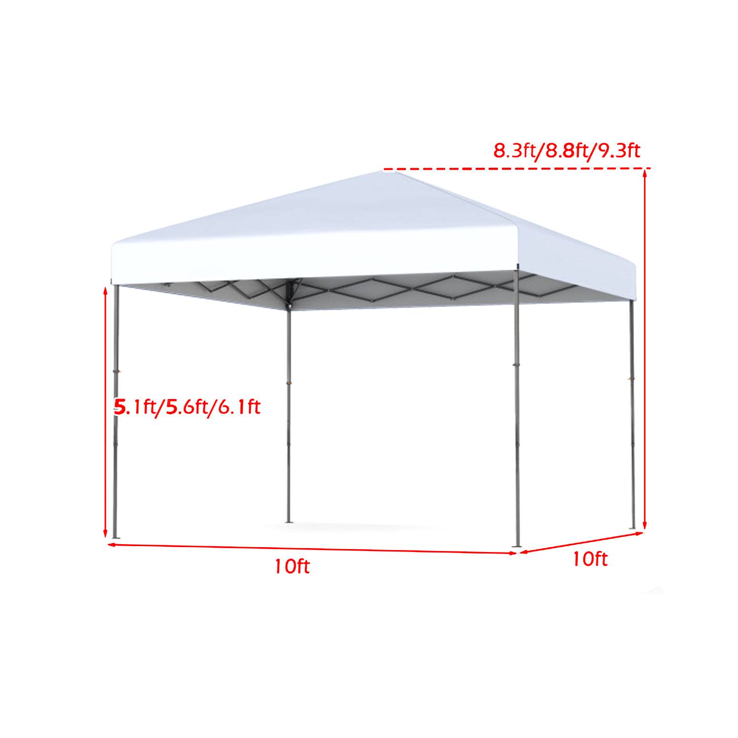 8.3ft/8.8ft/9.3ft  
5.1ft/5.6ft/6.1ft  
10ft  
10ft