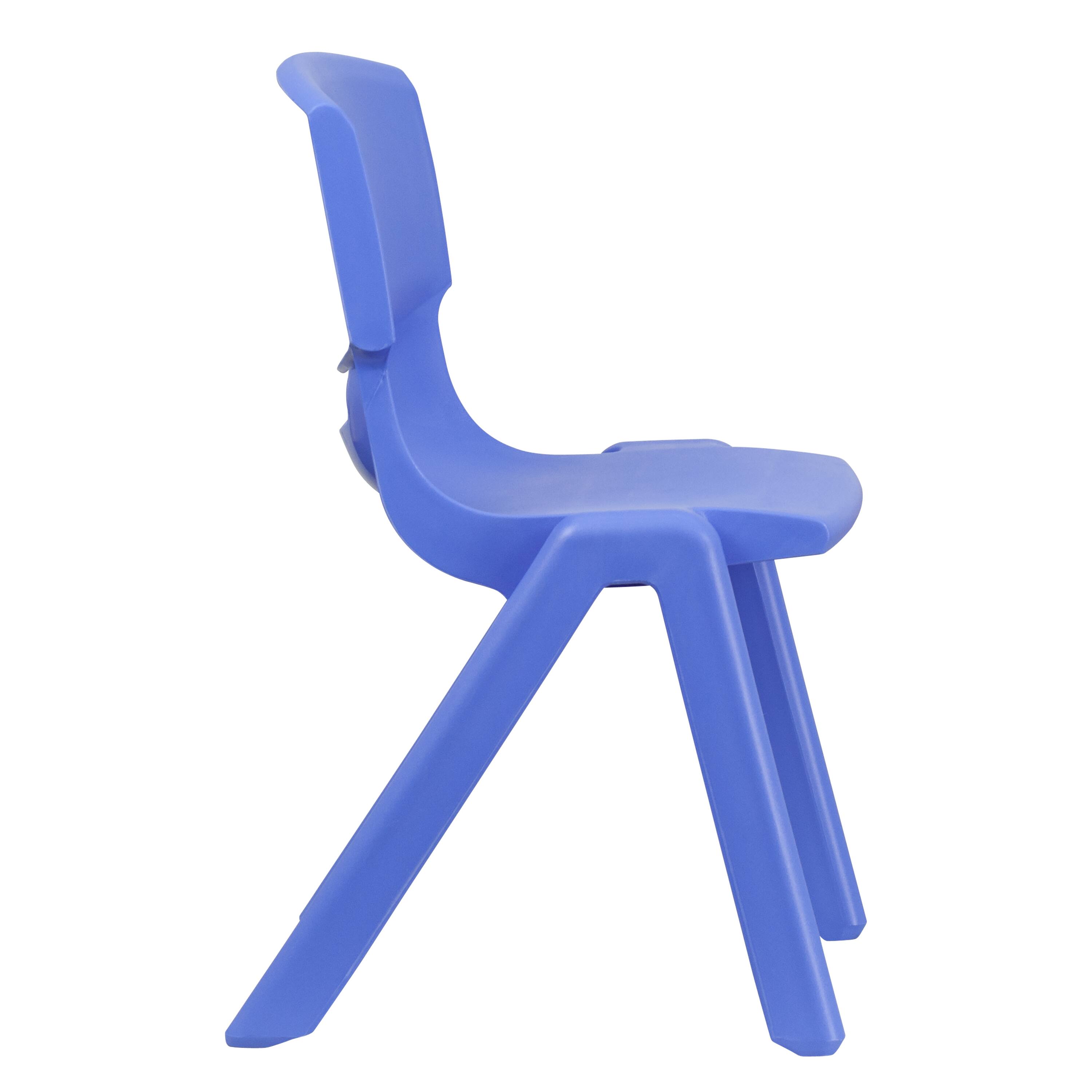 Alt View 7. Emma + Oliver - 4 Pack Plastic Stack School Chair with 15.5"H Seat, 3rd-7th School Chair - Blue.