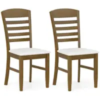 Costway Wood Dining Chairs Set of 2 Fabric Upholstered Side Chairs with Rubber Wood Frame - Brown - Front_Zoom
