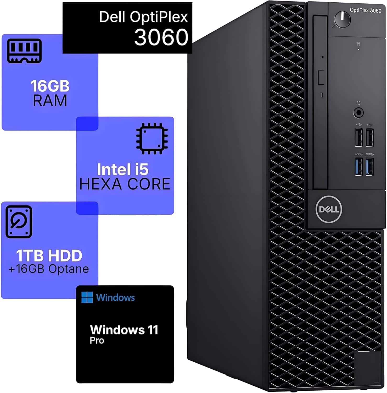 Dell Refurbished Excellent OptiPlex 3060 SFF Desktop PC, Intel