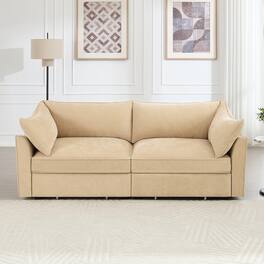 Aukfa - 2-Seater Sofa with Pull-Out Storage Drawers - Crescent-Shaped Armrests, Chenille Fabric, Wraparound Cushions - Hazelwood