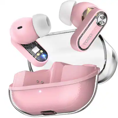 Front. TOZO - AI Translation Noise Cancelling Earbuds, 100+ Languages, 70H, AI Clear Calls ENC Mic, Stereo Bass App-32EQ, Waterproof - Pink.