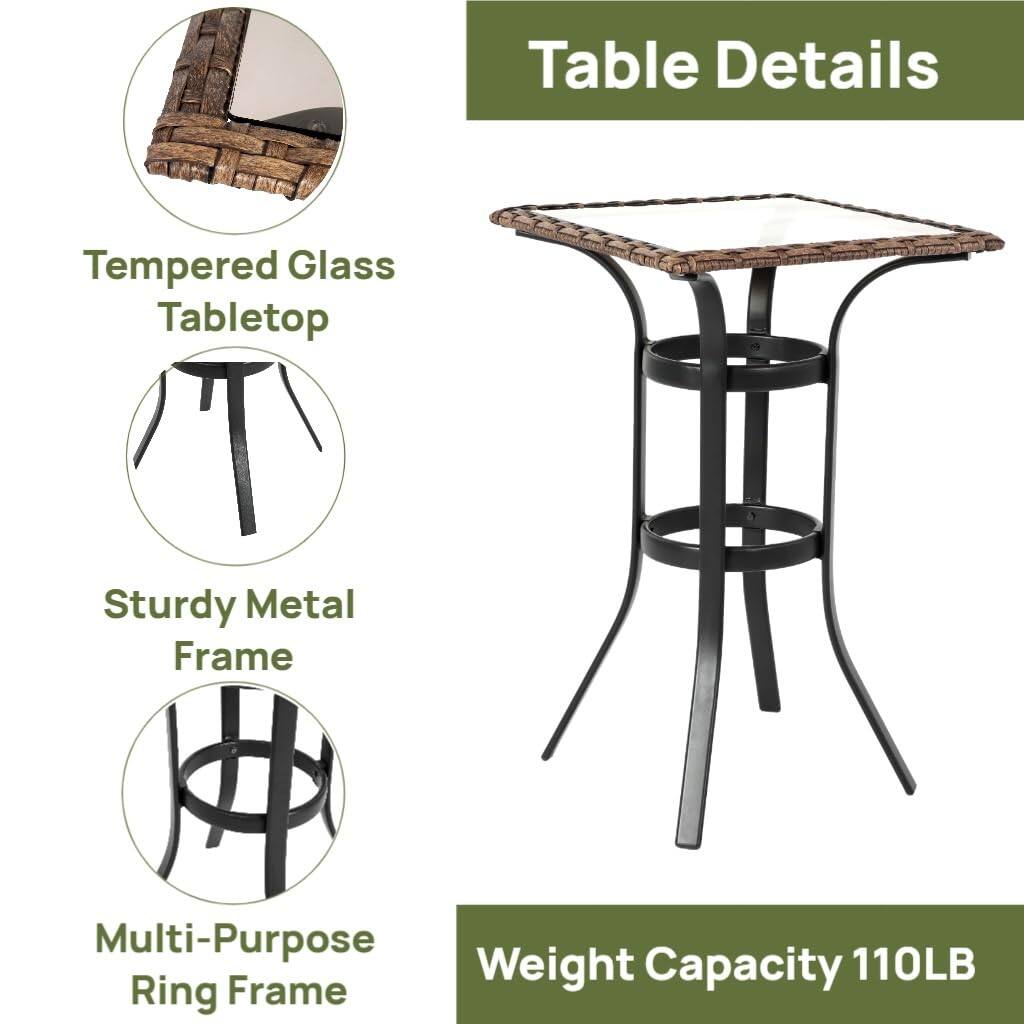 Table Details

- Tempered Glass Tabletop
- Sturdy Metal Frame
- Multi-Purpose Ring Frame

Weight Capacity 110LB