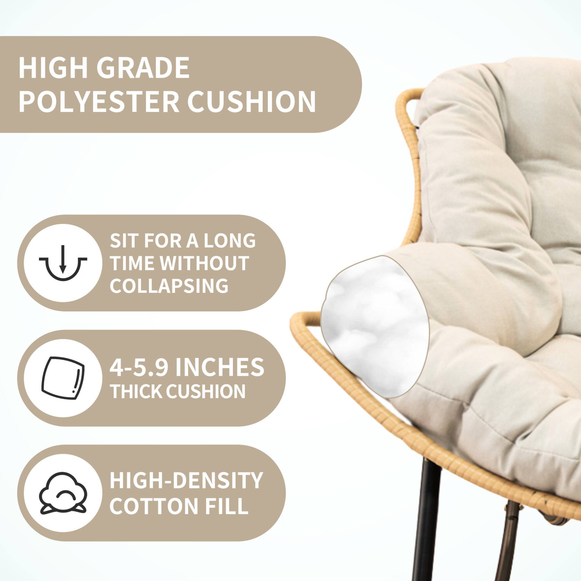 HIGH GRADE POLYESTER CUSHION

- SIT FOR A LONG TIME WITHOUT COLLAPSING
- 4-5.9 INCHES THICK CUSHION
- HIGH-DENSITY COTTON FILL