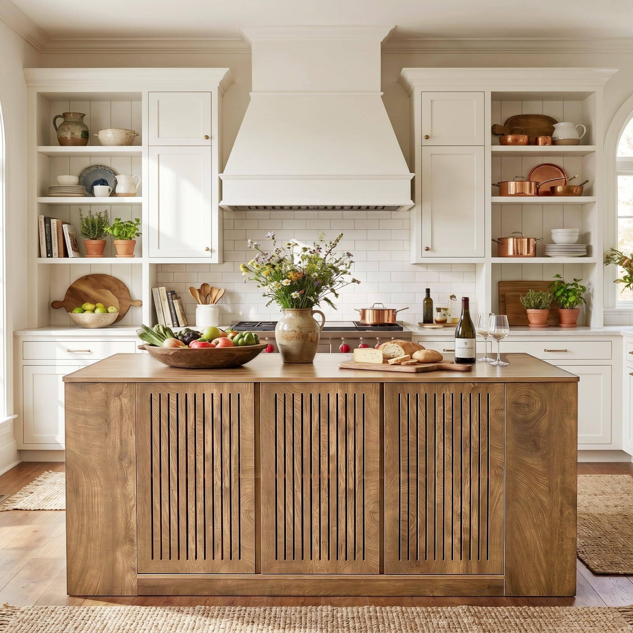 Alt View 3. Tribesigns - 71" Kitchen Island with Storage & Seating, Large Island Table - Brown.