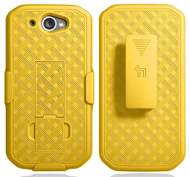 Alt View 2. Nakedcellphone - Case with Stand and Belt Clip Holster for CAT S48c - Yellow.