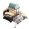 Front. Malletson - Dish Drying Rack,Extendable Dish Rack with Cutlery Holder, Anti-Rust Black Dish Racks for Kitchen Counter - Black.