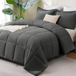 FINEAK - Queen Comforter Set-Soft, All-Season, 3-Piece Comfort - Dark Gray