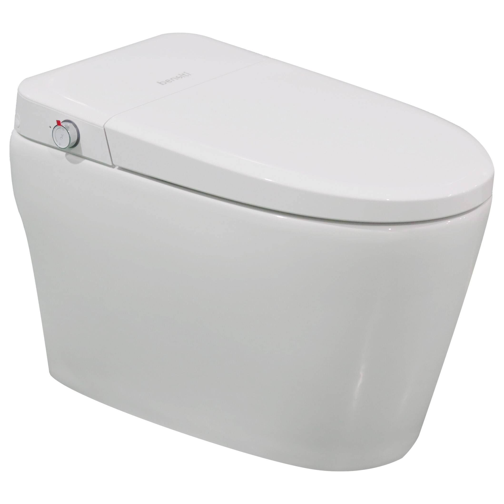 Benolti - 6100SA Smart Bidet Toilet, 1.28 GPF, UV Clean, Auto Flush, Heated Seat, Auto Open/Close, Elongated, Tankless - White