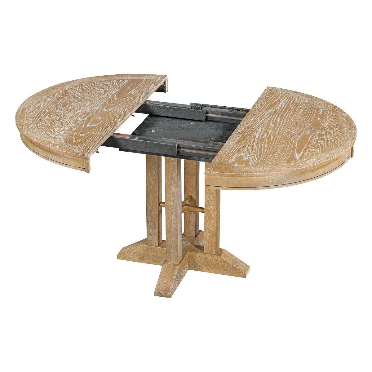 Alt View 6. Loheer - Loheer Extendable Round Dining Table Natural Wood Finish for Kitchen and Dining Room - Natural Wood Wash.