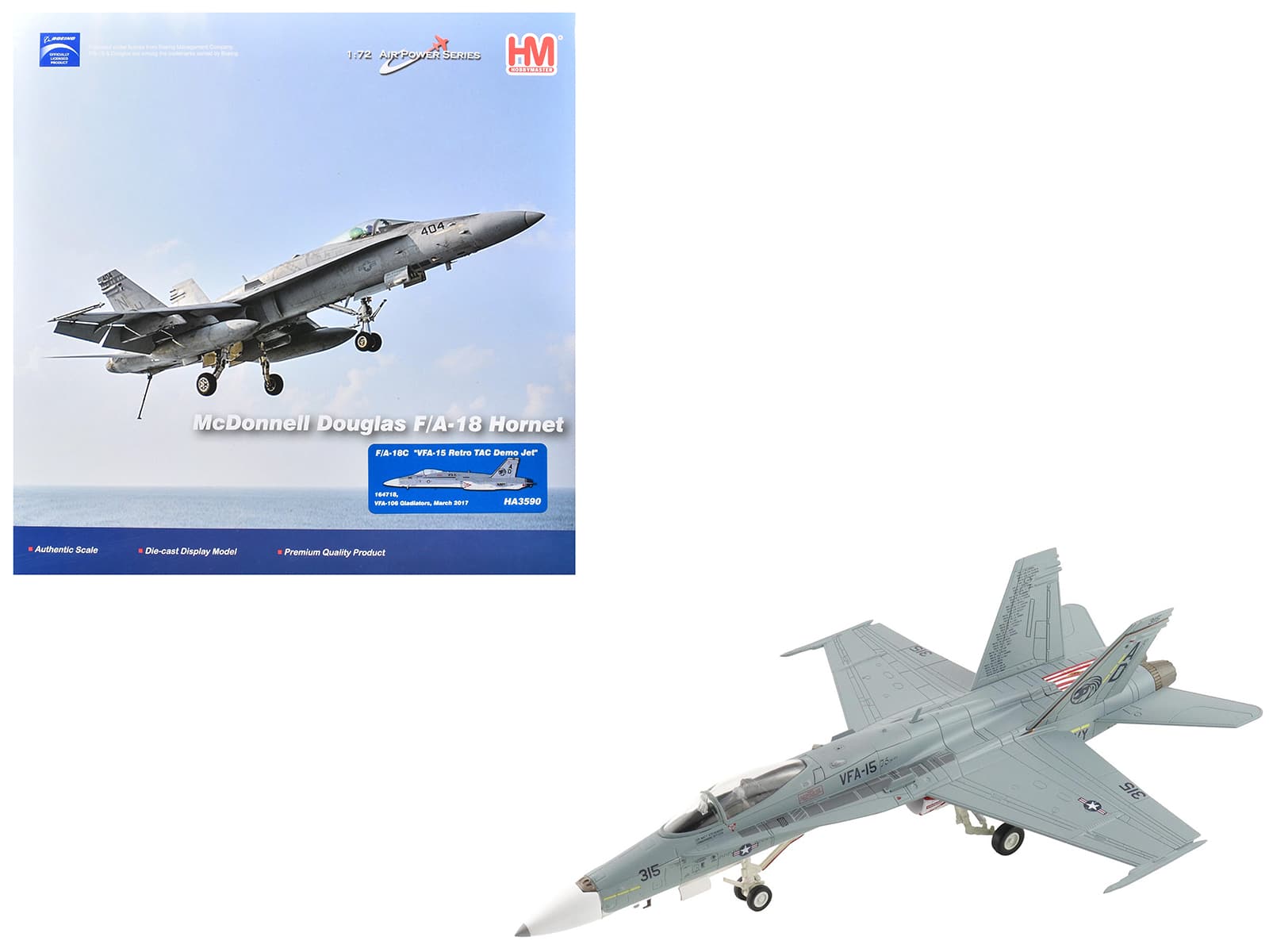 Hobby Master - McDonnell Douglas F/A-18C Hornet "VFA-15 Retro TAC Demo Jet VFA-106 Gladiators 2017" US Navy 1/72 - Multi
