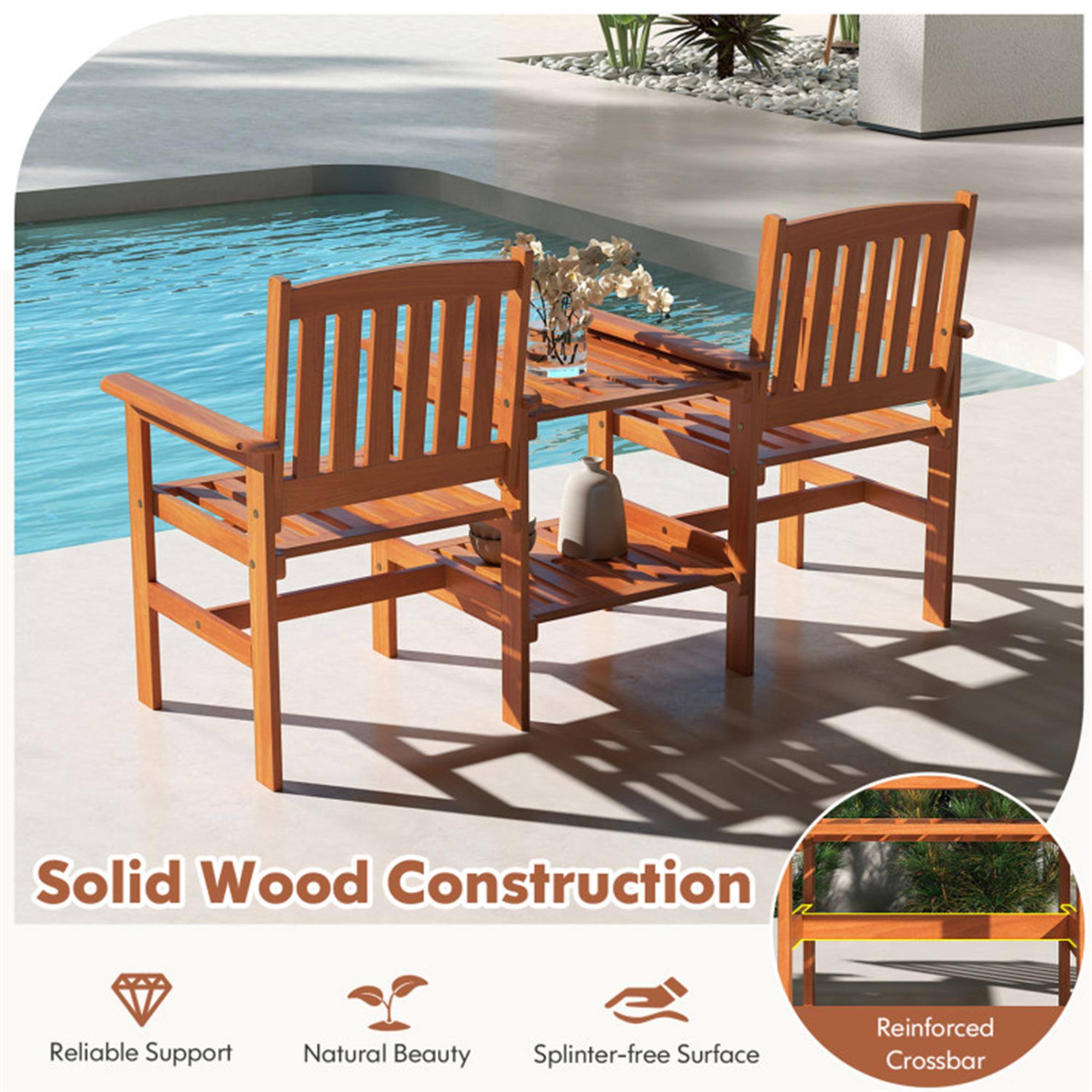 Solid Wood Construction  
Reliable Support  
Natural Beauty  
Splinter-free Surface  
Reinforced Crossbar
