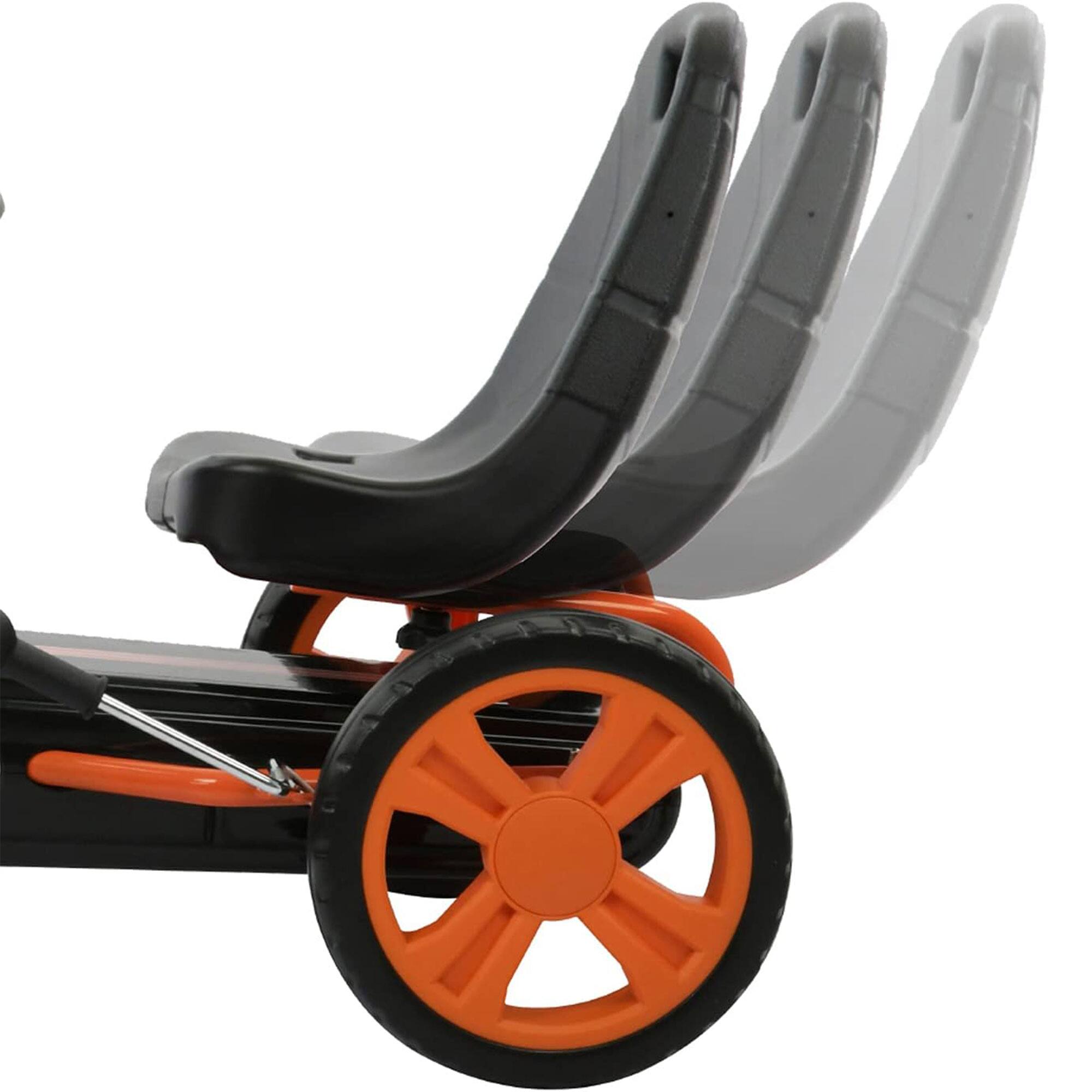 Alt View 7. hauck - hauck Speedster Pedal Car w/ 3 Way Adjustable Bucket Seat & Steel Frame, Orange - Orange.
