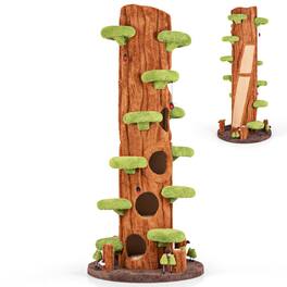 Gymax - 90.5'' Tall Multifunctional Cat Tree w/ Private Condos Sisal Covered Scratching Panel