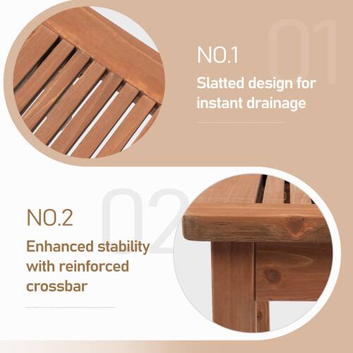 Slatted NO.1 design for instant drainage  
NO.2 Enhanced stability with reinforced crossbar
