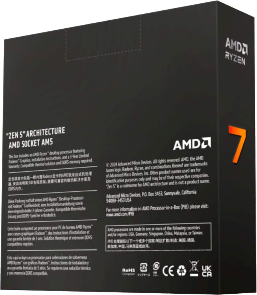 AMD Ryzen 7 9700X 8 Core 16 Thread 3.8 GHz (5.5 GHz Max AMD Ryzen 7 9700X 8 Core 16 Thread 3.8 GHz (5.5 GHz Max