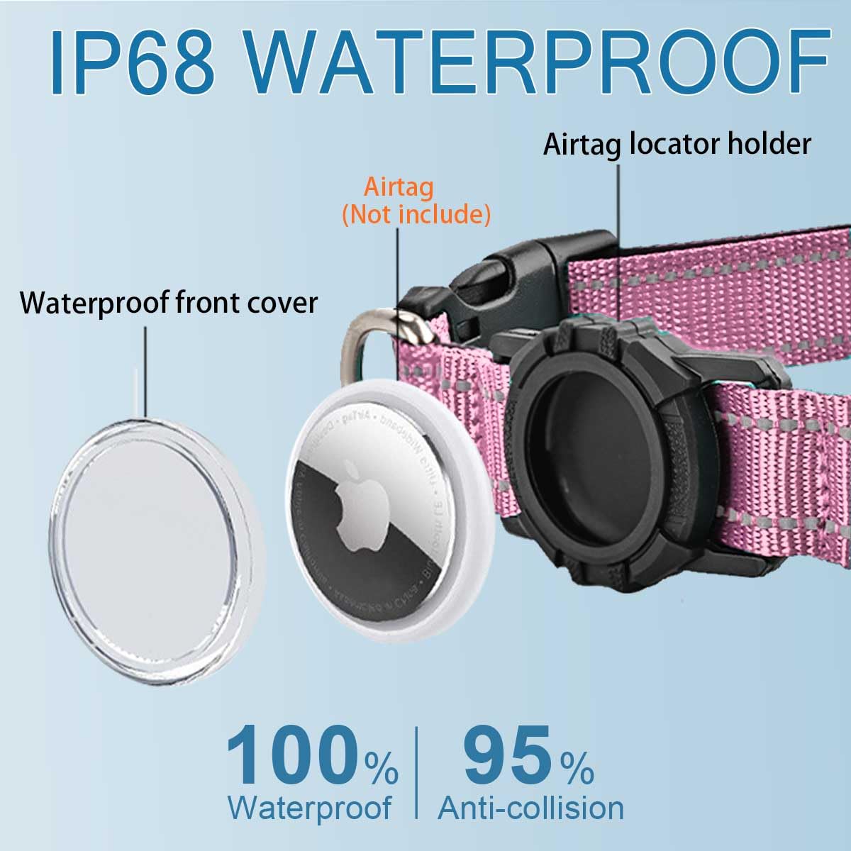 IP68 WATERPROOF

Airtag locator holder

Waterproof front cover

Airtag (Not include)

100% Waterproof

95% Anti-collision