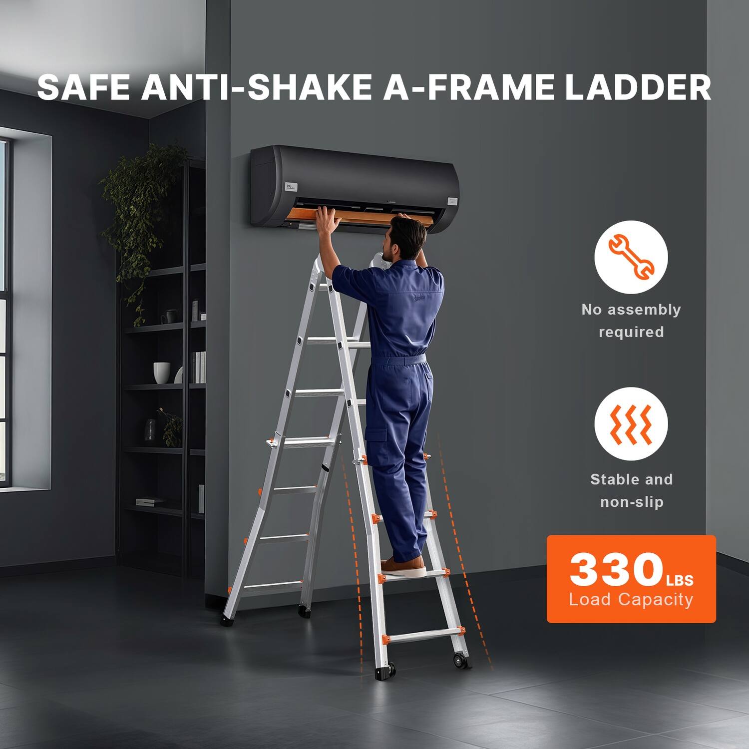 Boyel Living Telescoping Ladder A Frame Aluminum Extension Folding Step ...