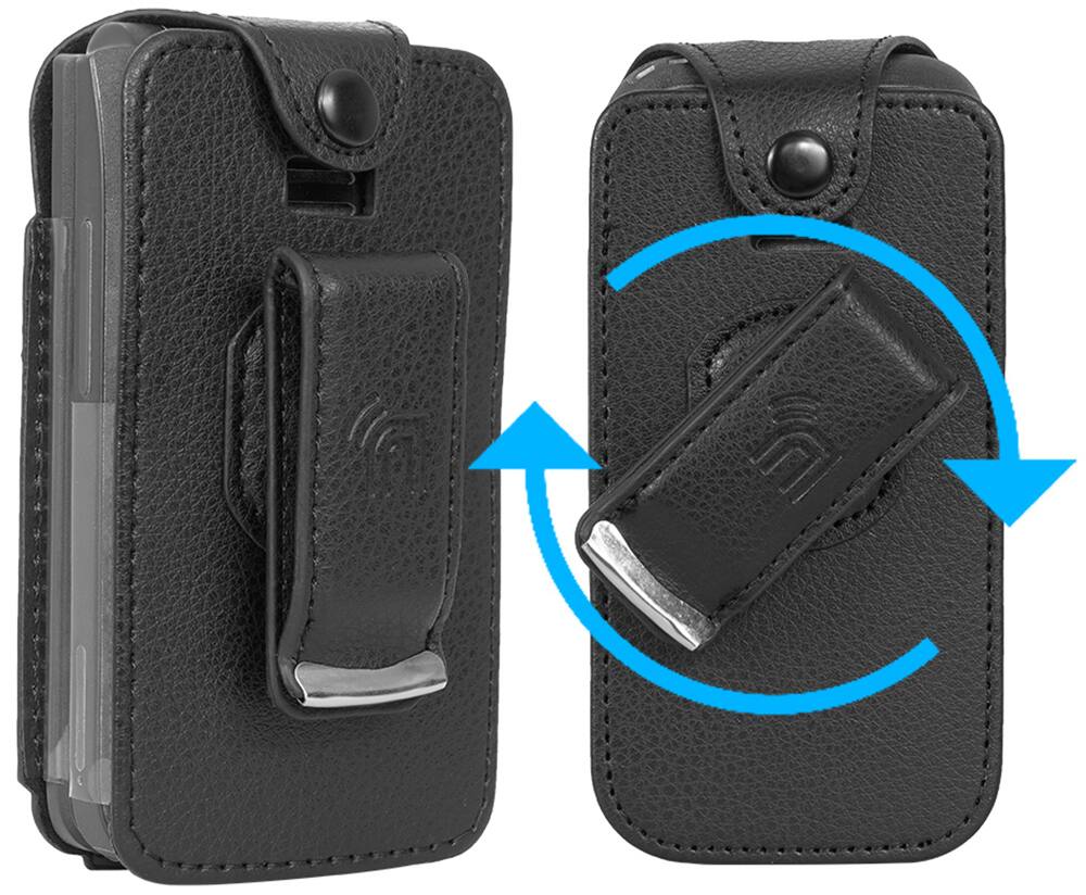 Alt View 4. Nakedcellphone - Case for Jitterbug Flip 3 Phone - Vegan Leather with Belt Clip - Black.