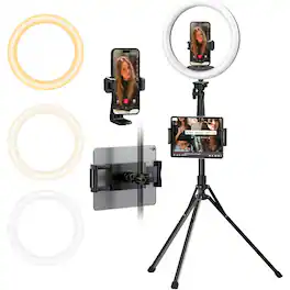 PARKER SLATER - 12" ring light with 74" tripod, iPad/phone holder, LED circle light for video recording, live streaming, makeup, and Tik