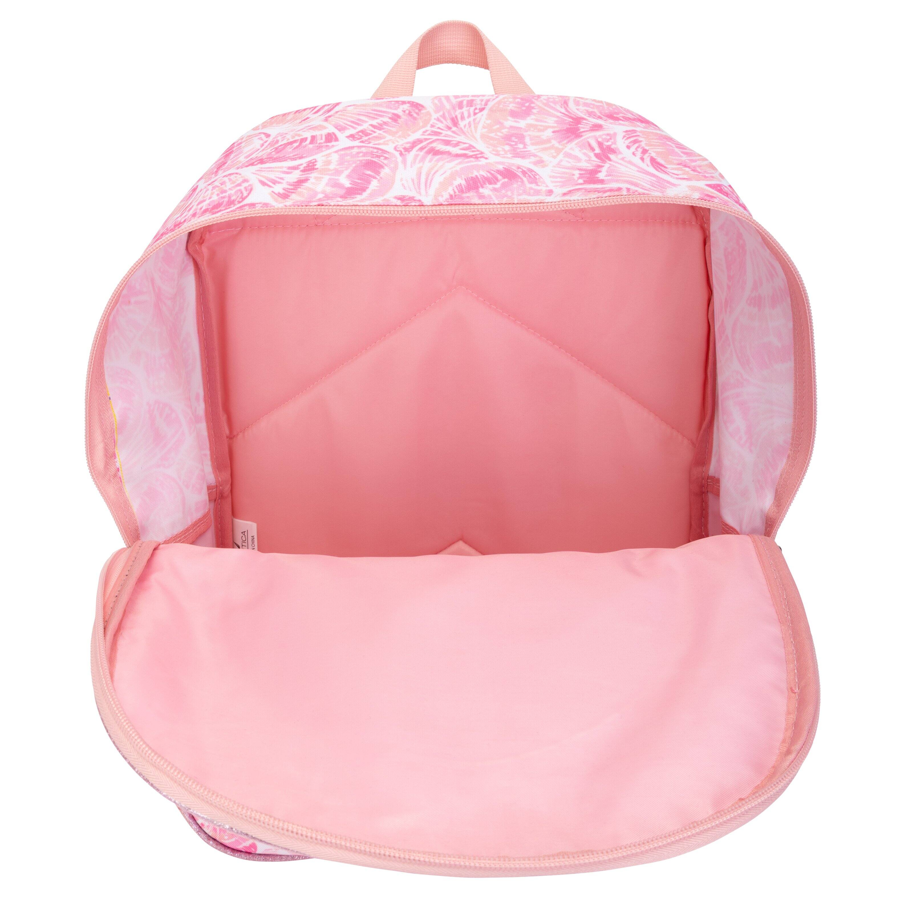 Alt View 3. Nautica - Nautica 16" Back to Basics Kids Backpack with Cushioned Back and Shoulder Straps | Pink Shell - Pink Shell.