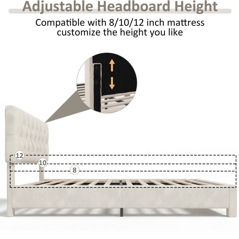 Adjustable Headboard Height

Compatible with 8/10/12 inch mattress  
customize the height you like