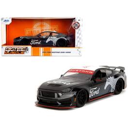 Jada - 2024 Ford Mustang Dark Horse Black with White Top and "Mustang Horse Graphics" "Bigtime Muscle" Series 1/24 - Black and White