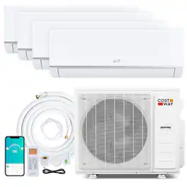 Costway - Blast Pro 4 Zone 38000 BTU 9K + 12K + 12K + 12K Mini Split AC/Heating System, 20 SEER2, WiFi Enabled - White